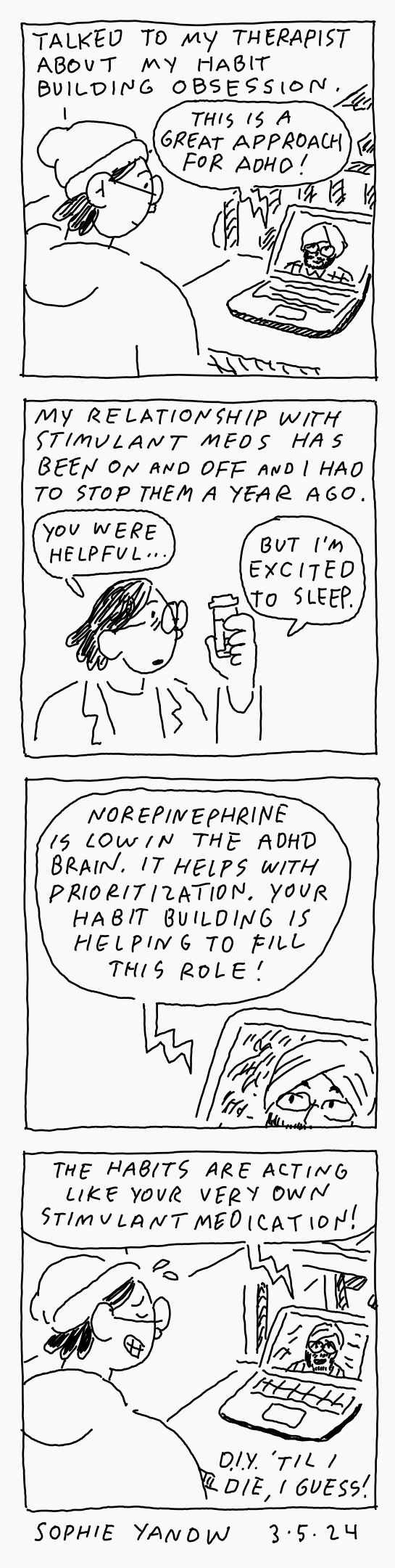 A comic about ADHD and habits.